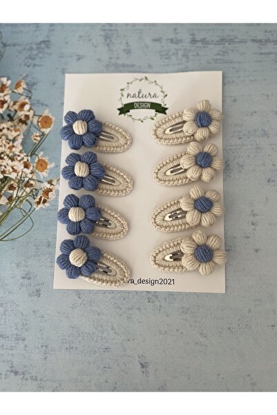 NATURA DESİGN Set de 8 inchi cu cataramă cu margarete tricotate