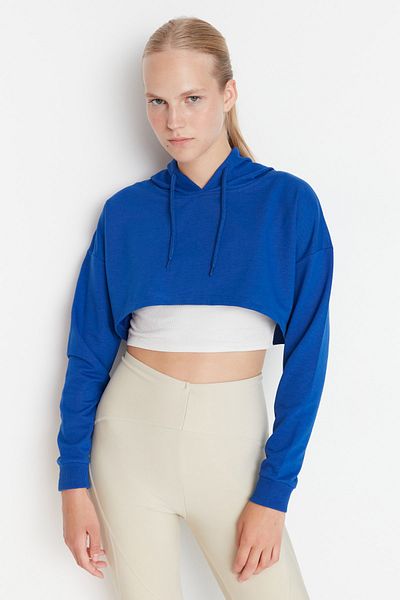 Kolekcia Trendyol Pletená športová mikina Saks Super Crop s kapucňou TWOAW22SW0638