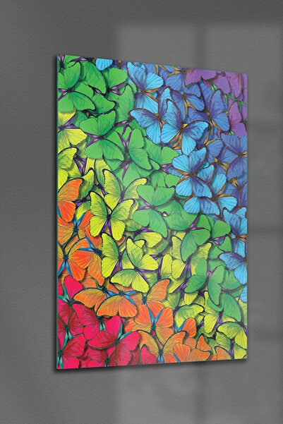 Decovetro Tablou din sticlă Fluturi colorate