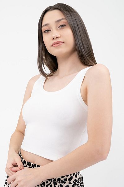 Soyo قميص داخلي قصير محبوك أساسي من القطن إكرو للسيدات
