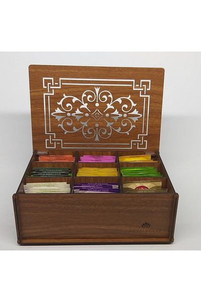 Turbo Akıl Wooden Cvz Tea Box 9 Compartment Covered Bag Tea Storage Container Tea Box Teas Included Gift Box