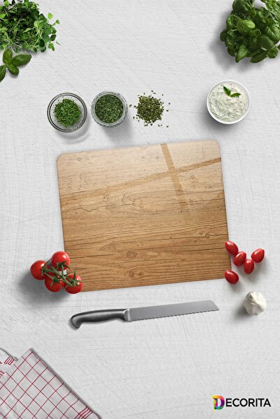 Decorita Glass Cutting Board - Glass Cutting Table| Retro Wooden Look| 29cm X...