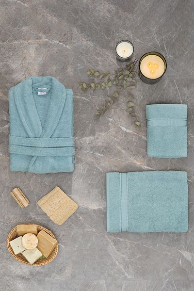 Karaca Home Halat de baie pentru femei Daily Soft Petrol 100% bumbac S/m