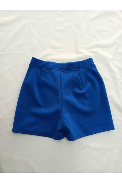 MaSoMi Sax Blue Short Skirt with Double Slits in the Front