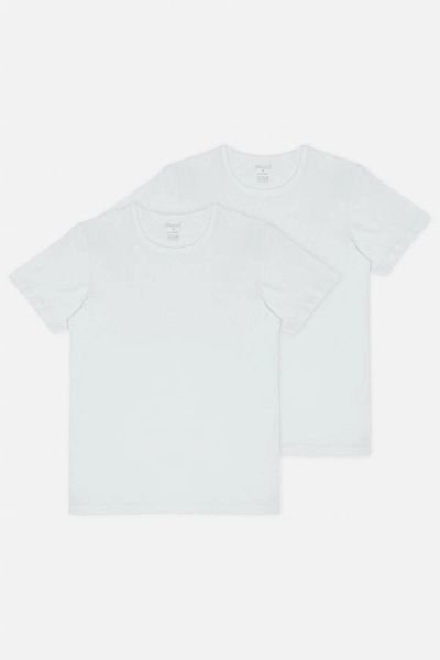 Kom Pack of 2 Round Neck Short Sleeve Basic T-shirts, 100% Cotton Men's Undershirt