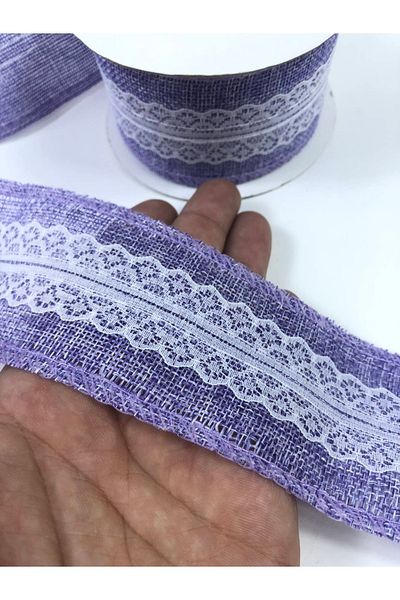 Hobigram Λιλά Φαρδιά Λινή Κορδέλα με Δαντέλα στη μέση Η τιμή είναι για 1 μέτρο – Κορδέλα, Κομψό Σχέδιο, Γυναικείο Αξεσουάρ