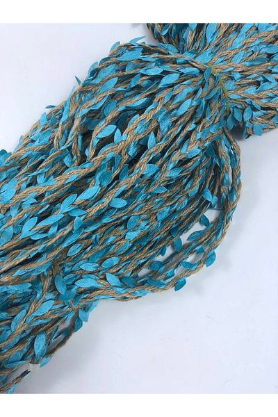 Hobigram Ornament decorativ 5 metri bandă turcoaz din frunze de paie – panglică decorativă, design elegant, accesoriu pentru femei
