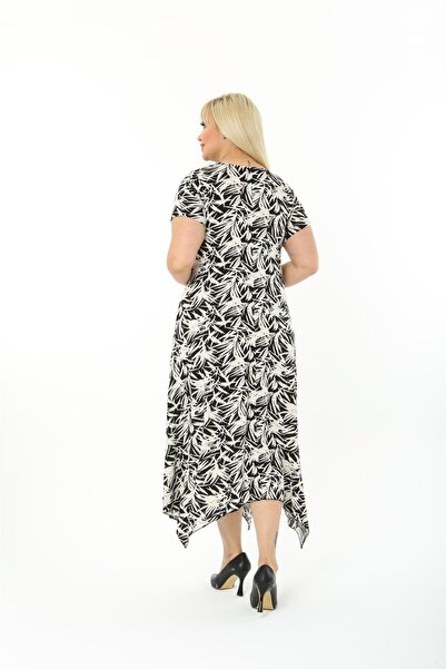 Mami Φόρεμα με ασύμμετρη φούστα με κοντό μανίκι από βισκόζη χτενισμένο από βαμβάκι