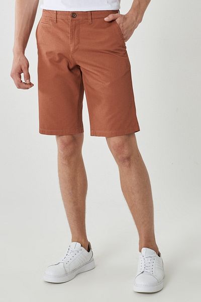 AC&Co / Altınyıldız Classics Men's Brick Slim Fit Narrow Cut Dobby 100% Cotton Casual Chino Shorts