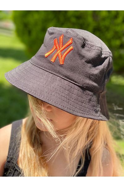 QUEEN AKSESUAR Trend Summer Fashion Embroidered Bucket Baguette Hat Adult Men's Women's Big Children's Cap Neon Orange