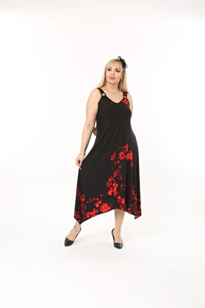 Mami بالإضافة إلى حجم تنورة Strappy غير المتكافئة قطع فستان فيسكوز ممشط