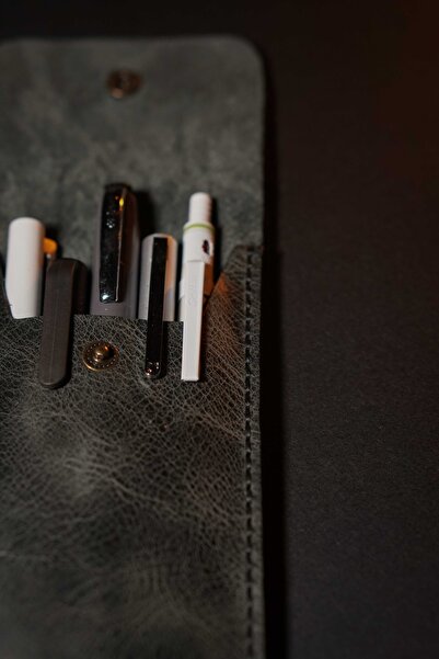 minimal X design Minimal X Leather Pen Holder - Anthracite - Real Leather & Handmade
