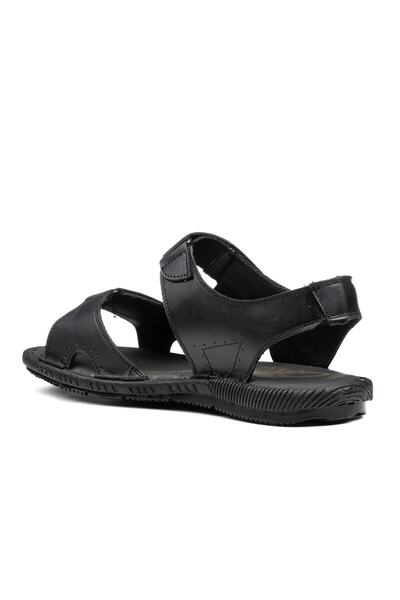 İmerShoes Daily Men's Leather Comfortable Soft Mold Summer Single Tape Velcro Non-Slip Sole Sandals 107