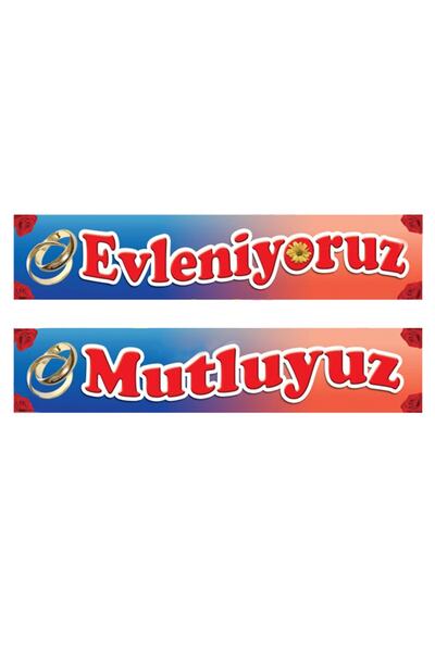 Kazanabil Evleniyoruz Mutluyuz Yazılı Yüzük Baskılı Gelin Arabası Plakalık