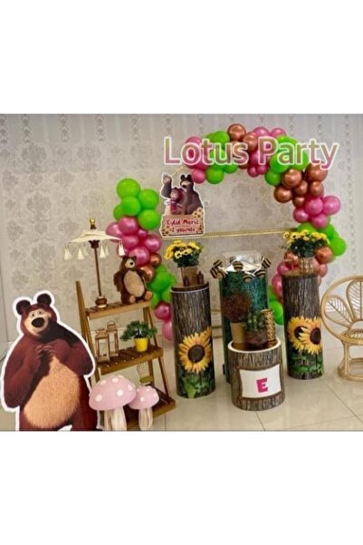 LOTUS PARTY مجموعة سلسلة بالونات بتصميم الدب الكبير مع ملقط 50 قطعة (أخضر - ف...