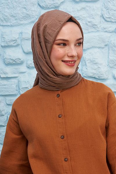 Madame Polo Σάλι Bamboo Check - Καφέ