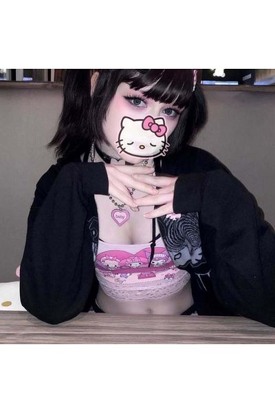 Köstebek Anime Sanrio Kuromi And My Melody - Γυναικείο T-shirt Sitcom με λουράκι