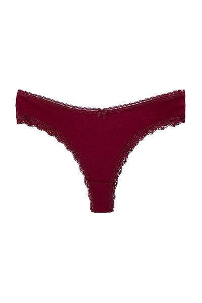 HNX Burgundy Cotton Leg and Waist Sur Lace Brazilian Women's Panties