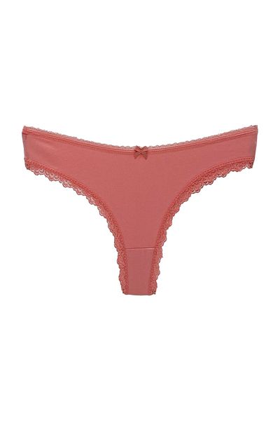 HNX Salmon Cotton Leg and Waist Sur Lace Brazilian Women's Panties