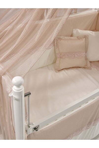 Meltem Smart Mondo Anne Yanı Ahşap Sallanır Beşik 60x120 cm (beyaz-pembe)