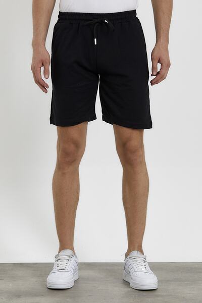 TA COLLECTİON Unisex Slim Fitt/dar Siyah 2 Iplik Yazlık Ince Spor Şort