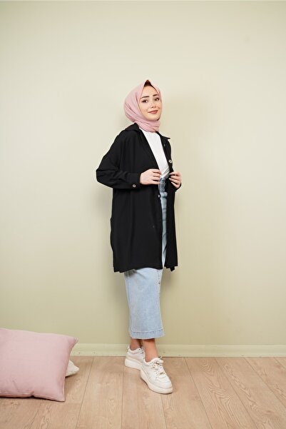 CNG MODA Women's Hijab Black Buttoned Aerobin Shirt
