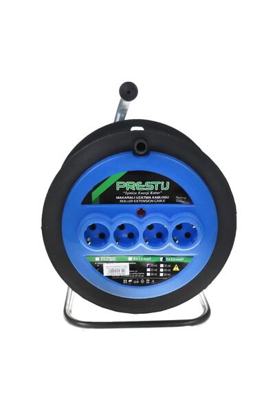 Prestijj 4lü Elektrik Seyyar Makaralı Uzatma Kablo 3x2.5mm 20m