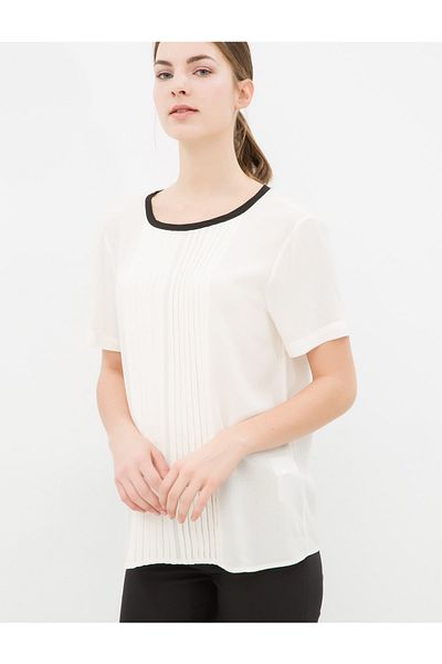 Koton Damen-Bluse mit klassischem Schnitt in Ecru, ärmellos, einfarbig, 6YAK62627UW