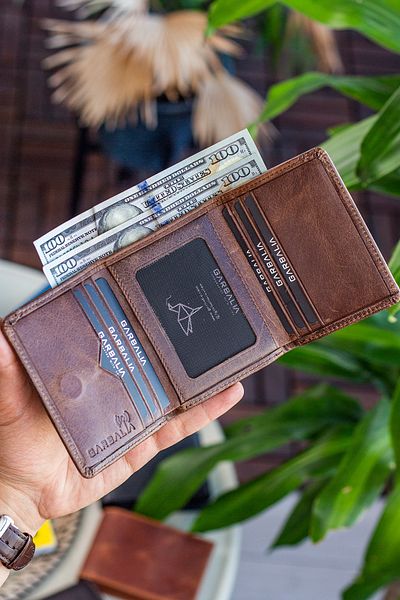 Garbalia Western 100% Γνήσιο Δερμάτινο Πορτοφόλι Crazy Brown με κάλυμμα μαγνήτη