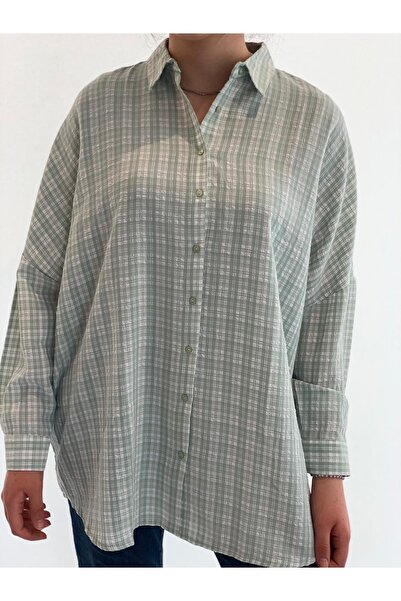 Orfeo Negro Гофрована тканина в клітинку, низькі рукави, оверсайз сорочка