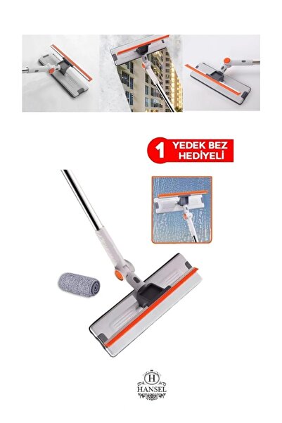 Hansel Teleskopik Çift Taraflı Pratik Cam, Duvar, Araba Silme Aparatı + Yedek...