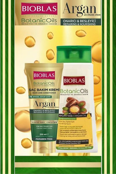 Bioblas Argan Shampoo and Conditioner - 360 Ml+250 Ml
