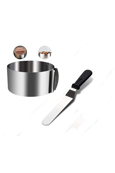 Nar kalıp Narkalıp Round Adjustable Cake Mold 16cm-30cm Depth 10cm And Cake Plaster Palette Knife 20cm