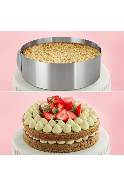 Nar kalıp Narkalıp Round Adjustable Cake Mold 16cm-30cm Depth 10cm And Cake Plaster Palette Knife 20cm