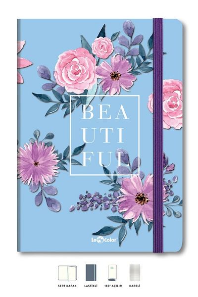 Le Color Floral Notebook Checkered Blue 17x24 Cm