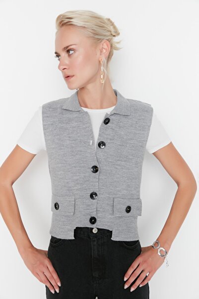 Trendyol Collection Sweater Vest - Gray - Regular fit