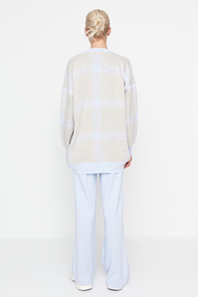 Trendyol Collection Blue Jacquard Knitwear Top and Bottom Set TWOAW23AU00025