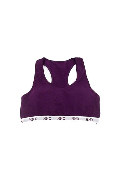 HNX Purple Cotton Elastic Cross Thick Strap Sports Women's Bustier