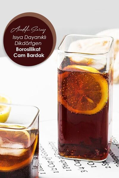 Anadolu Saray Çarşısı Heat Resistant Rectangular Borosilicate Cup - Coffee and Presentation Cup, 1 Piece