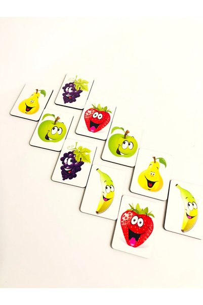 samsunlazer Wooden Matching Fruits Educational Toy Intelligence Cards Flashcards