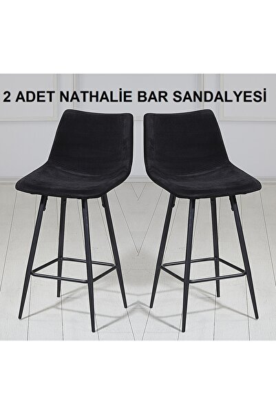Pİ MOBİLYA 2 Adet Nathalie Ada Mutfak Ve Bar Sandalyesi - Bar Taburesi -silin...