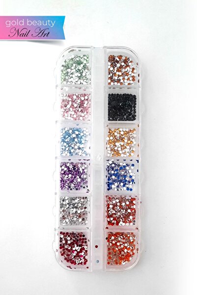 Gold Beauty Nail Art Tırnak Süsleme Taş Seti Özel Kutulu