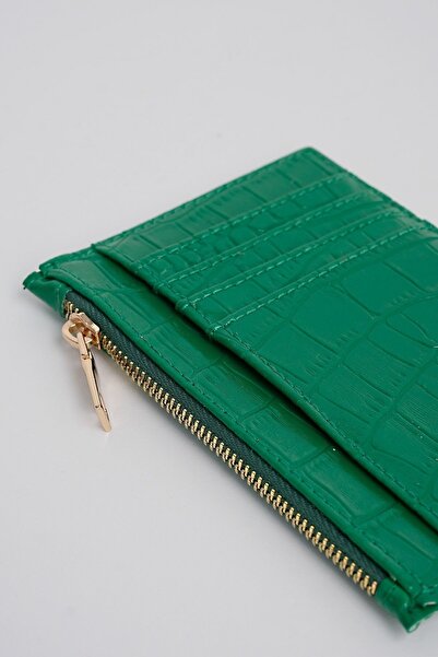 NakshiStore Timsah Derisi Görünümlü Fermuar Detaylı Kartlık Cüzdan