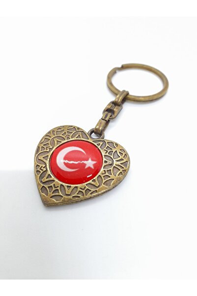 Zaradise Accessories Breloc metalic cu inimă tematică cu steagul Turciei de c...