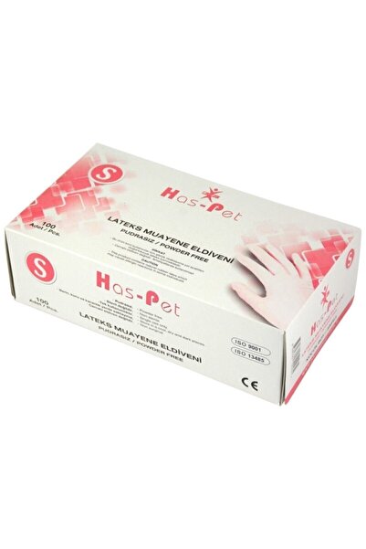 Has-Pet Beyaz Lateks Pudrasız Muayene Eldiveni Small 100'lü