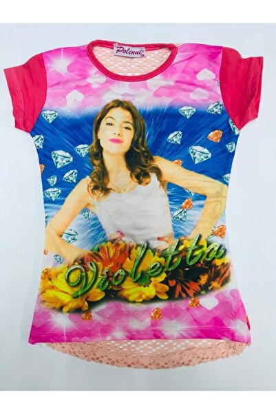 Baby Slon Kids Clup File Dantelli Arkası Fiyoklu Violetta Baskılı Kız Çocuk Badi