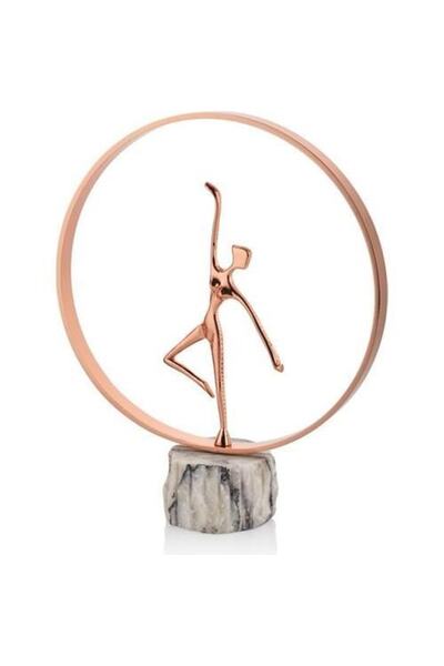 SETABIANCA Naturel Mermer Rose Gold Halka Içinde Balerin 10*30*35 Cm