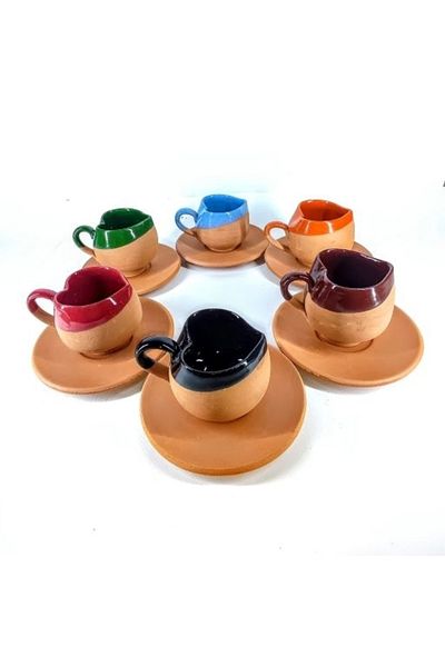 çömlek diyarı Casserole Apple Colored Turkish Coffee Cup Set