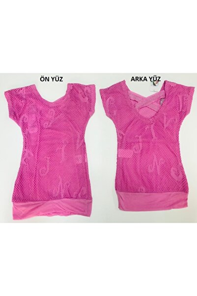 Baby Slon Kids Clup Fileli Taşlı Sırt Çapraz Şeritli Kız Tunik Badi