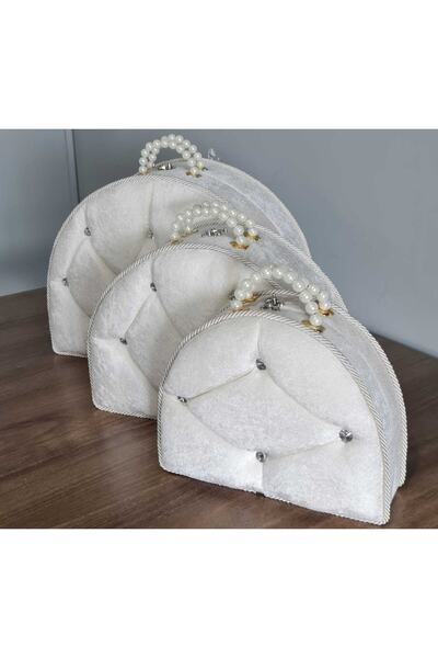 Kırçova Tekstil Bohça Gelin Düğün Çeyiz Sandığı 3lü Çanta Şevval